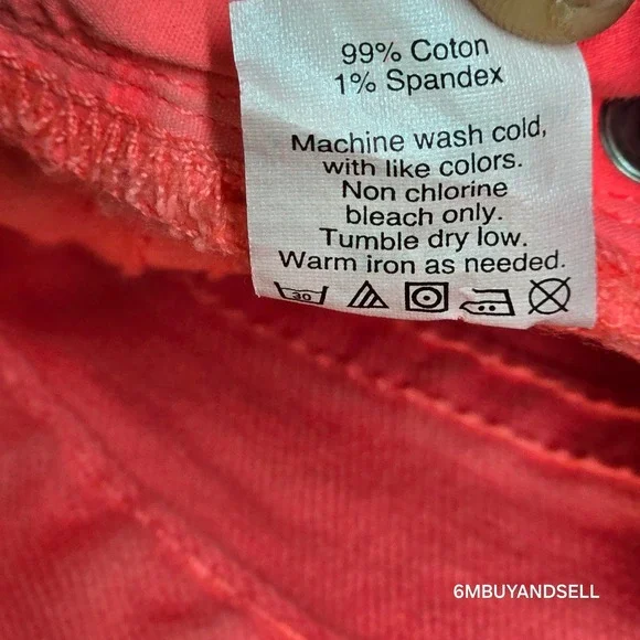 J.Crew Matchstick Jeans 33 Coral Pink Straight Leg Stretch Denim Pants 24642 - Picture 6 of 14